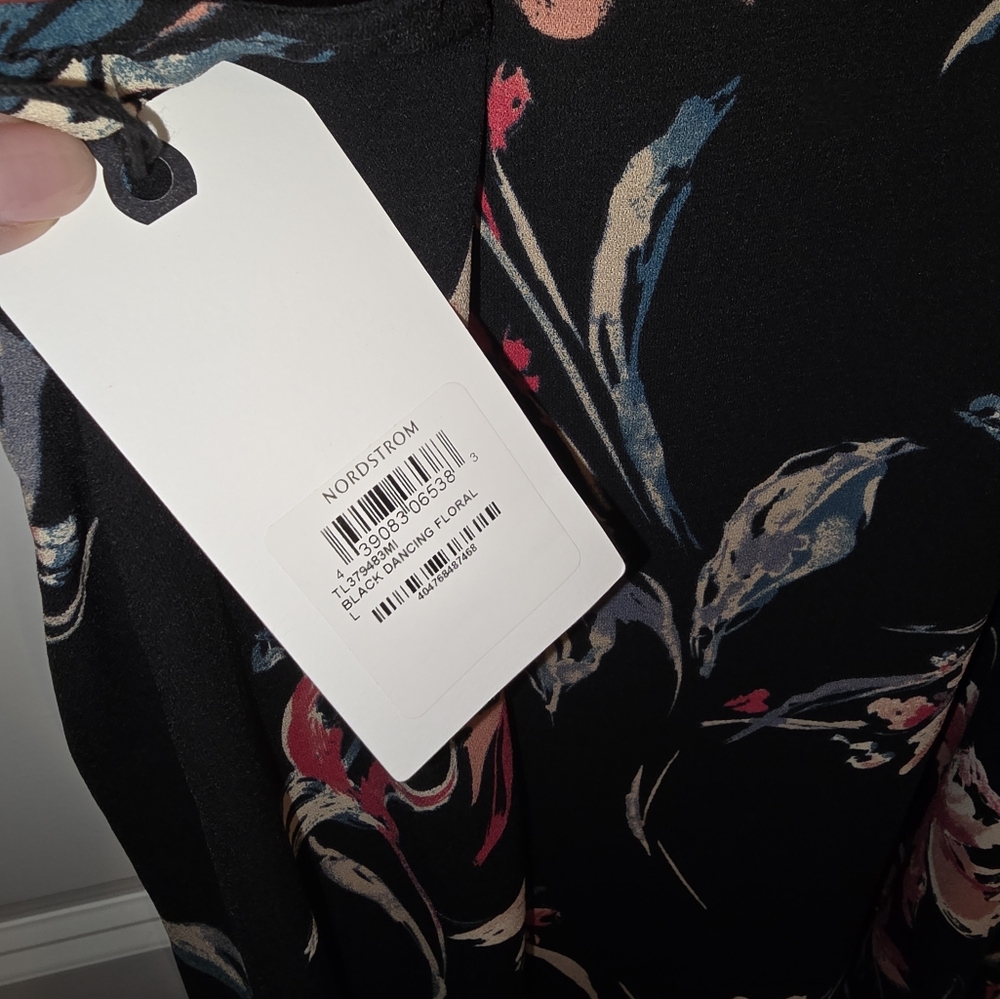 Leith Floral Shift Dress Black Size L NWT - Picture 4 of 7